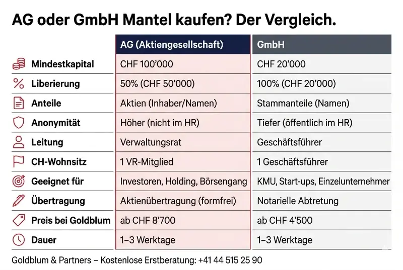 Mantelkauf oder Neugründung – Vergleich AG und GmbH